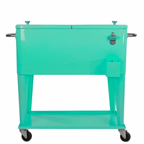 Home Aesthetics Retro 80Qt Quart Rolling Cooler Cart Ice Chest Patio Outdoor Portable Seaf Perspective: top