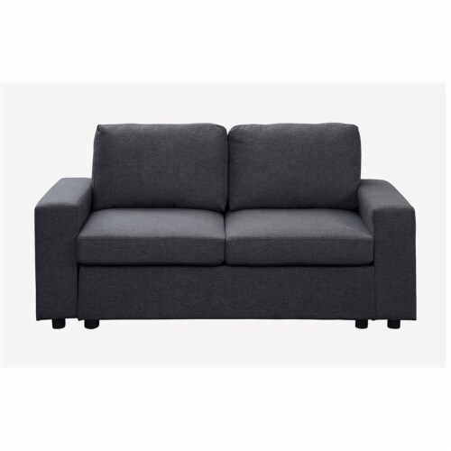 Lilola Home Brenton Loveseat Couch in Color Dark Gray Linen Fabric Perspective: top