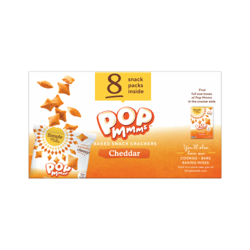 Simple Mills® Pop Mmms™ Cheddar Baked Snack Crackers Pack Perspective: top
