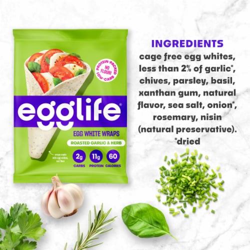Egglife Roasted Garlic & Herb Egg White Wraps Perspective: top