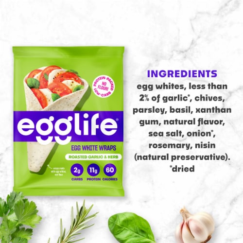 Egglife Roasted Garlic & Herb Egg White Wraps Perspective: top