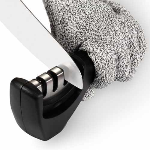 Kitchen Knife Sharpening Tool with Cut-Resistant Glove Included Perspective: top