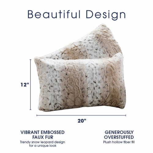 Snow leopard 2025 faux fur pillow