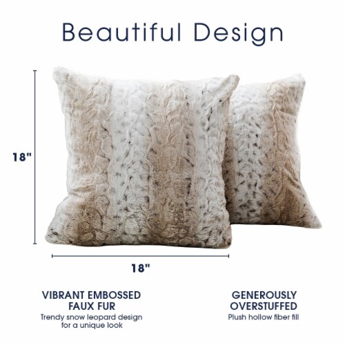 Cheer Collection Faux Fur Pillows - Decorative Throw Pillows for Couch &  Bed - Machine Washable - 18 x 18 - White (Set of 2)