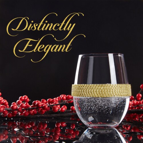 Aisle26 Elegant Silver Studded Long Stem Red Wine Glasses - Set of 6 Perspective: top