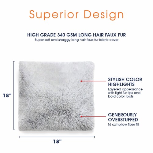 Cheer Collection Shaggy Long Hair Plush Faux Fur Accent Pillows - 20 x 20 inches - Set of 2 Perspective: top