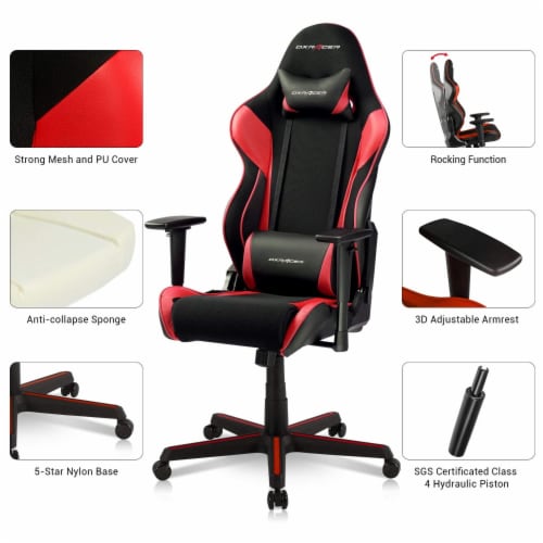 DXRacer Racing Ergonomic Computer Home Office Desk Gaming Chair Black and Red 1 Piece Mariano s