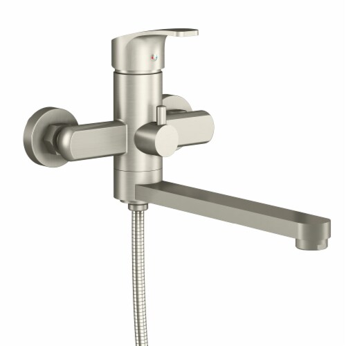 PULSE ShowerSpas Brushed-Nickel Wall Mounted Tub Filler Perspective: top