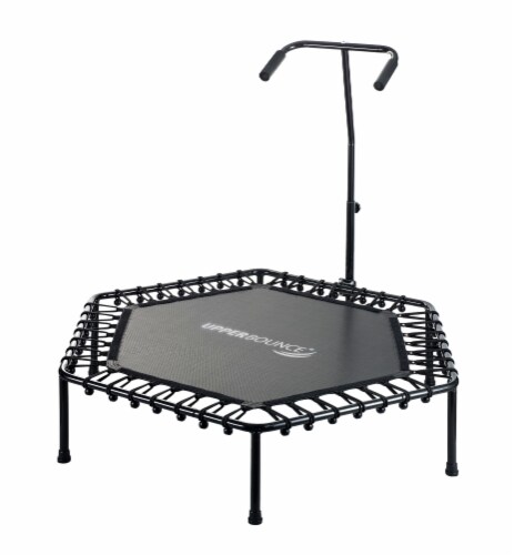 50" Mini Hexagonal Fitness Trampoline with Adjustable Handrail - Green Perspective: top