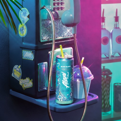 Alani Nu Blue Slush Energy Drink Can Perspective: top