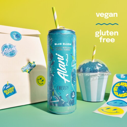 Alani Nu Blue Slush Sugar Free Energy Drink Can Perspective: top