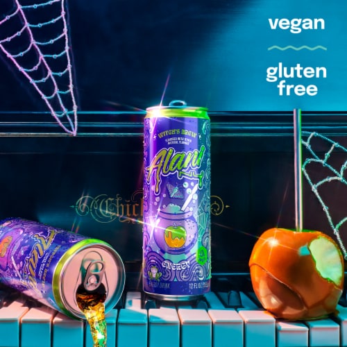 Alani Nu Witch's Brew Energy Drink Cans Perspective: top