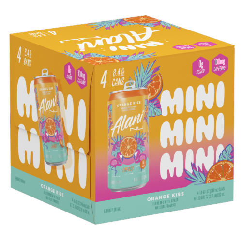 Alani NU Orange Kiss Energy Drink Multipack Cans Perspective: top