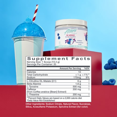 Alani Nu Blue Slush Pre-Workout Perspective: top