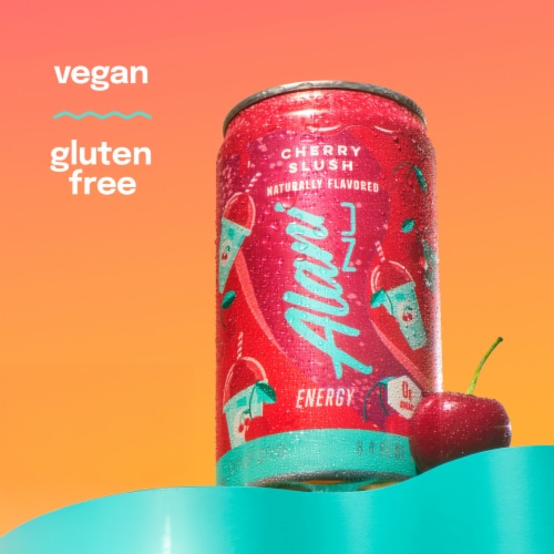Alani Nu Mini Cherry Slush Sugar Free Energy Drink Cans Perspective: top