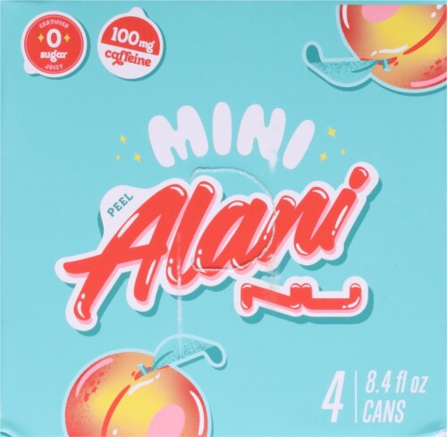 Alani NU Juicy Peach Zero Sugar Mini Energy Drink Cans Perspective: top