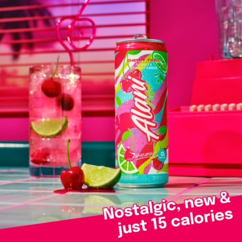 Alani Nu Cherry Twist Energy Drink Cans Perspective: top