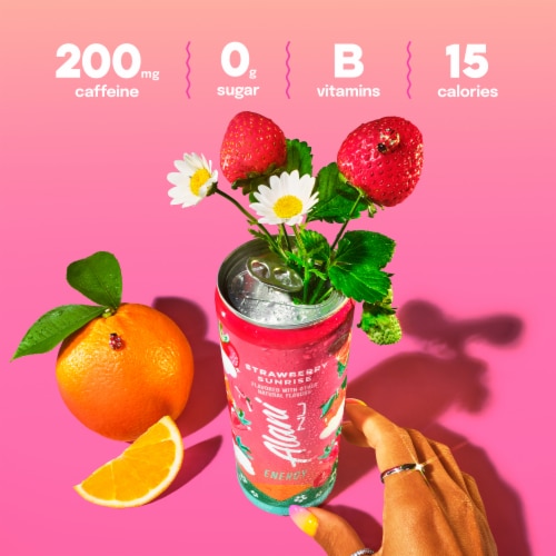 Alani Nu Strawberry Sunrise Energy Drink Can Perspective: top