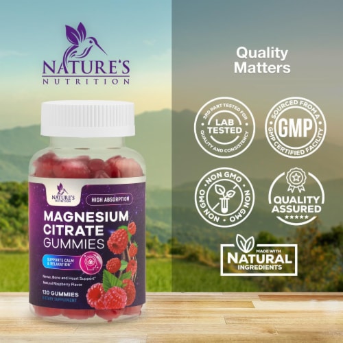 Magnesium Gummies - High Absorption Magnesium Citrate Gummy for Adults & Kids - 120 Gummies Perspective: top