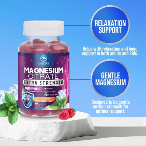 Magnesium Gummy - Magnesium Citrate Supplement for Relax Support for Adults - 60 Gummies Perspective: top