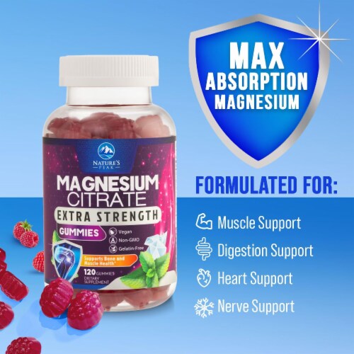 Magnesium Gummy - Magnesium Citrate Supplement for Relax Support for Adults - 120 Gummies Perspective: top