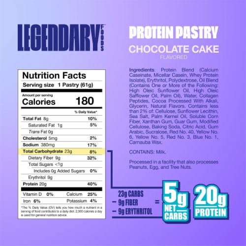 Legendary Foods™ Tasty Pastry Chocolate Cake Flavored Pastries Perspective: top