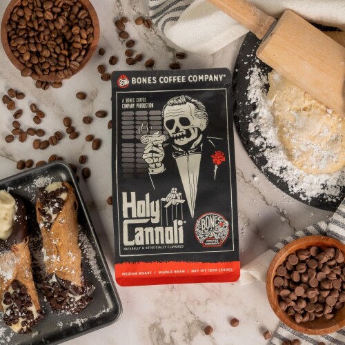 Bones Coffee Company Holy Cannoli Medium Roast Whole Bean Coffee Perspective: top