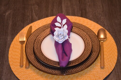 Vibhsa Rose Napkin Rings 12 Pack - White Perspective: top