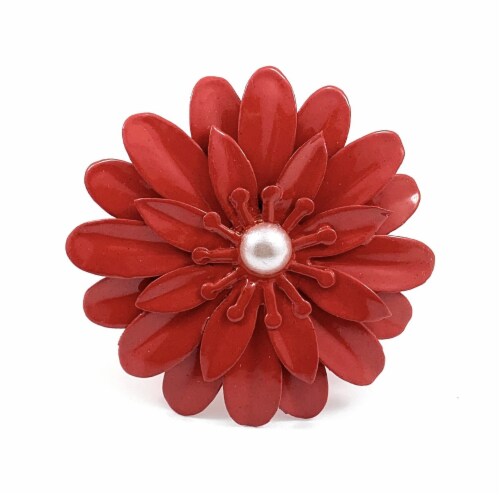 Vibhsa Flower Napkin Rings Set - Red Pearl Perspective: top