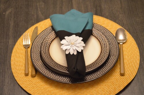 Vibhsa Flower Napkin Rings Set - White Pearl Perspective: top