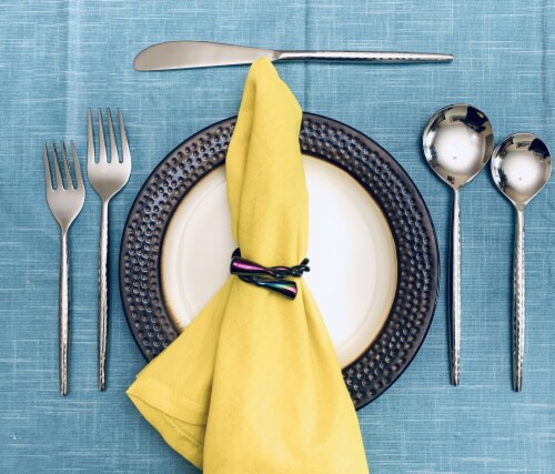 Vibhsa Stainless Steel Flatware Set 5 Piece - Glossy Silver Perspective: top