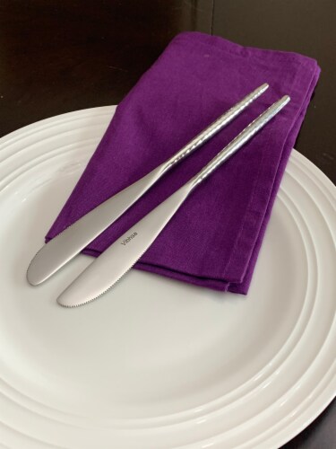 Vibhsa Stainless Steel Dinner Knives 6 Piece - Silver Glossy Perspective: top