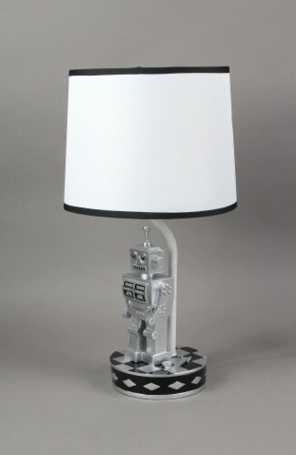 Retro 1960's Style Square Head Robot Sci-Fi Design Table Lamp With Shade Retro Décor Perspective: top