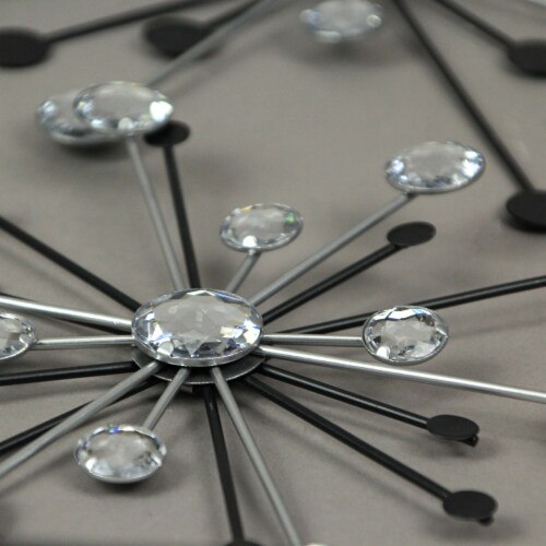 Zeckos - Mid-Century Black and Silver Metal Jeweled Atomic