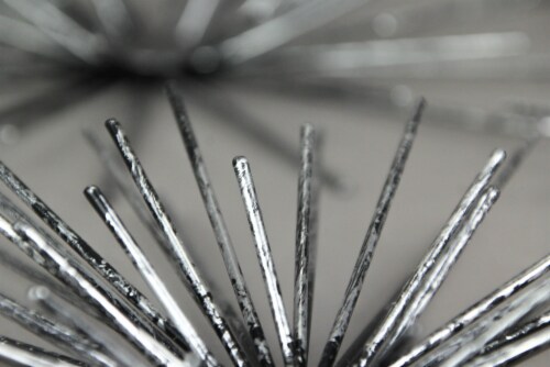 Aged Silver Finish Mid-Century Modern Atomic Star Burst Wall Sculptures Set of 6 Perspective: top