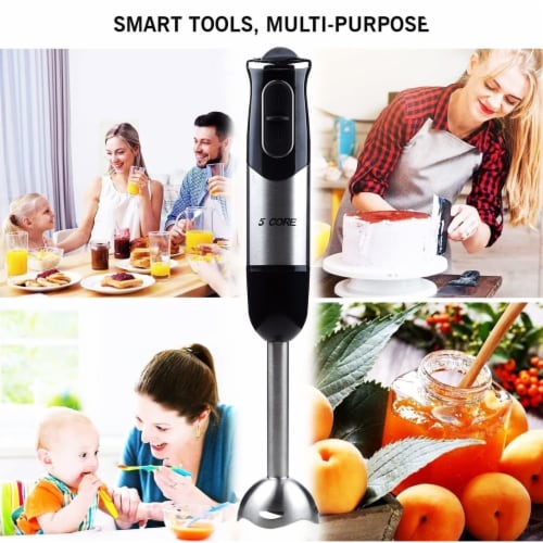 Hand Held Blender Stick 500 WATT Immersion 2 Speed Turbo Mixer 2 Titanium Blades Perspective: top