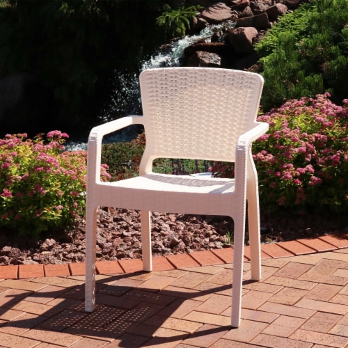 Sunnydaze Segonia Plastic Stackable Arm Chair Cream 32 Ralphs