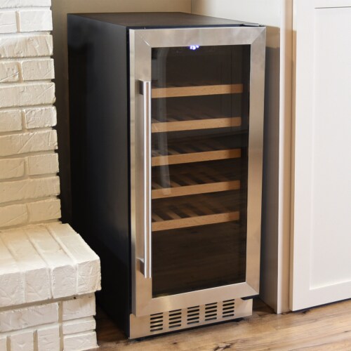 33 Bottle Mini Beverage Refrigerator Glass Door Wine Beer or Water - Stainless Perspective: top