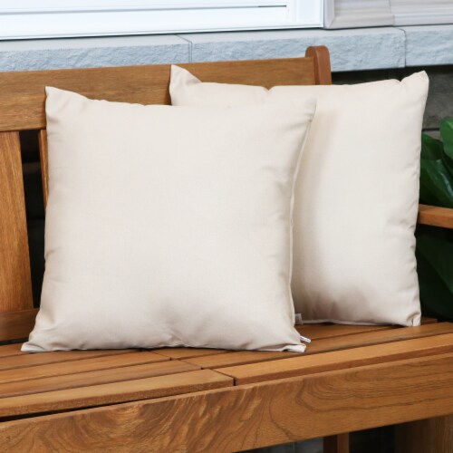 Cheer Collection Set of 2 Decorative White Square Accent Throw Pillows and Insert