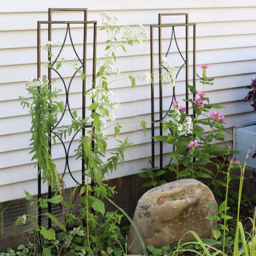 Sunnydaze Steel Chic Diamonds Garden Trellis - Set of 2 - 48 in Perspective: top