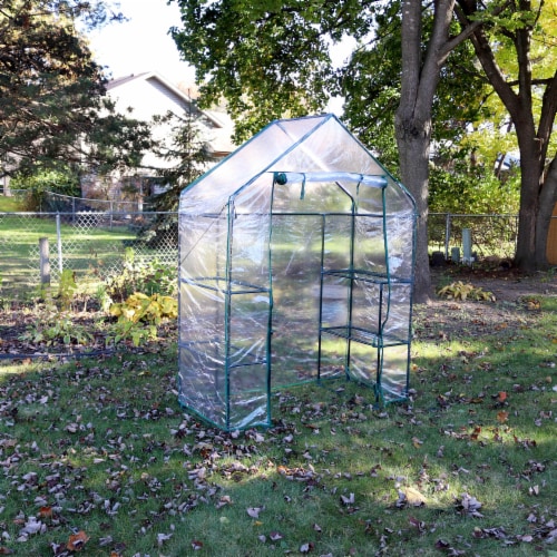 Walk-In Greenhouse 4 Shelves Outdoor Portable Garden Plant Clear Growing Rack Perspective: top