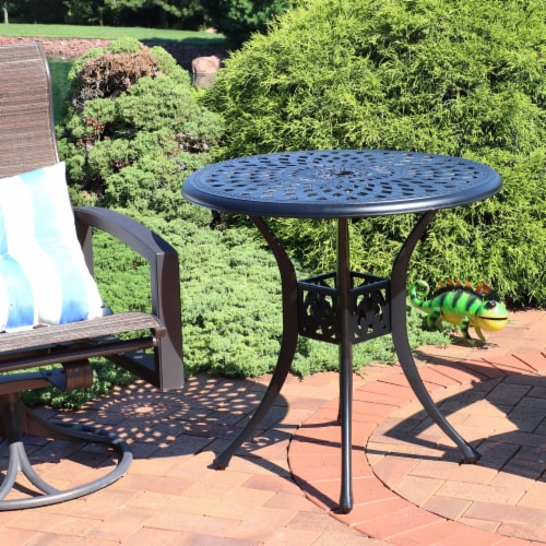 Sunnydaze 30.75 in Sigonella Cast Aluminum Round Patio Dining Table, 29