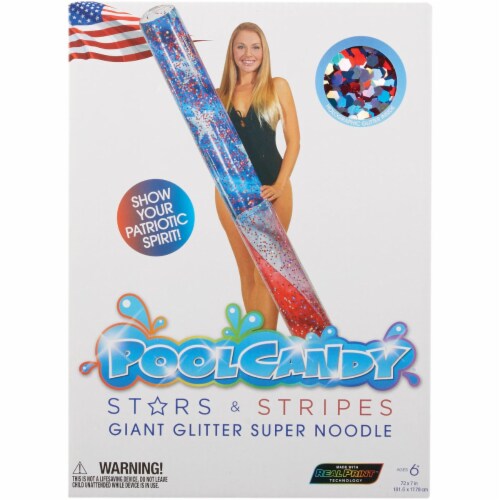 PoolCandy 72 In. Stars & Stripes Glitter Super Pool Inflatable Noodle Water Toy Perspective: top