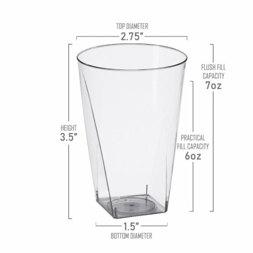 7 oz. Clear Square Bottom Disposable Plastic Cups (500 Cups) Perspective: top