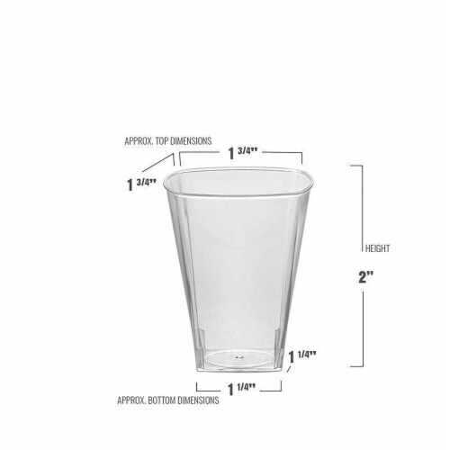 2 oz. Clear Square Plastic Shot Glasses (960 Glasses) Perspective: top