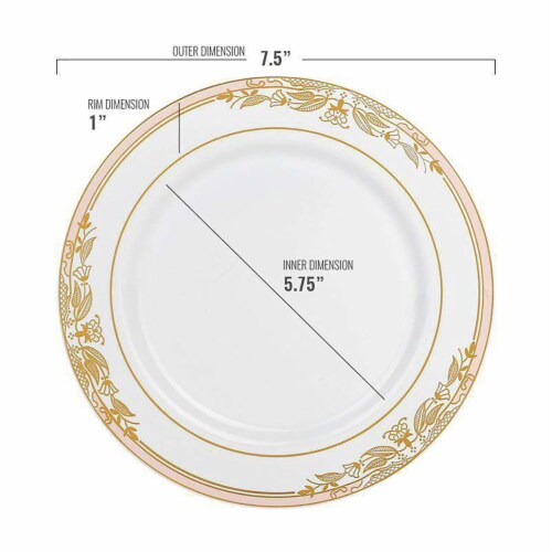 White with Pink and Gold Harmony Rim Plastic Appetizer/Salad Plates - 7 ...