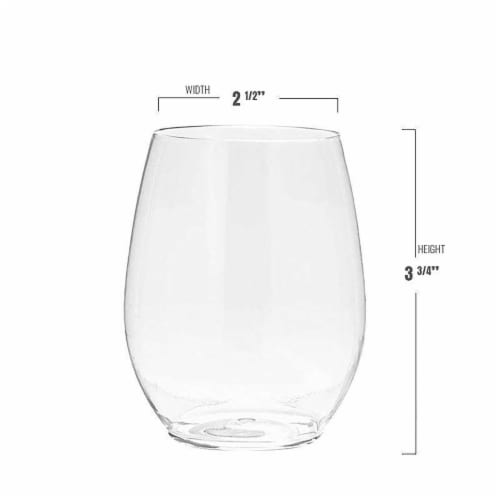 12 oz. Clear Elegant Stemless Plastic Wine Glasses (64 Glasses) Perspective: top