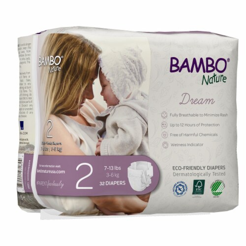Bambo Nature Baby Diapers, Disposable, Eco-Friendly, Size 2, 7-13 lbs, 96 Ct Perspective: top