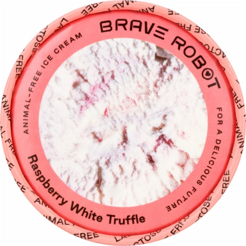 Brave Robot Raspberry White Truffle Animal-Free Ice Cream Perspective: top