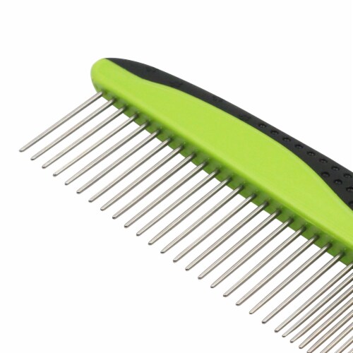 Pet Life Grip Ease Wide and Narrow Tooth Grooming Pet Comb Perspective: top